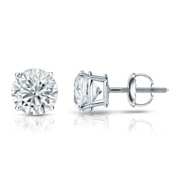 Auriya Platinum GIA Certified 4.00-Carat TDW Round Diamond Stud Earrings