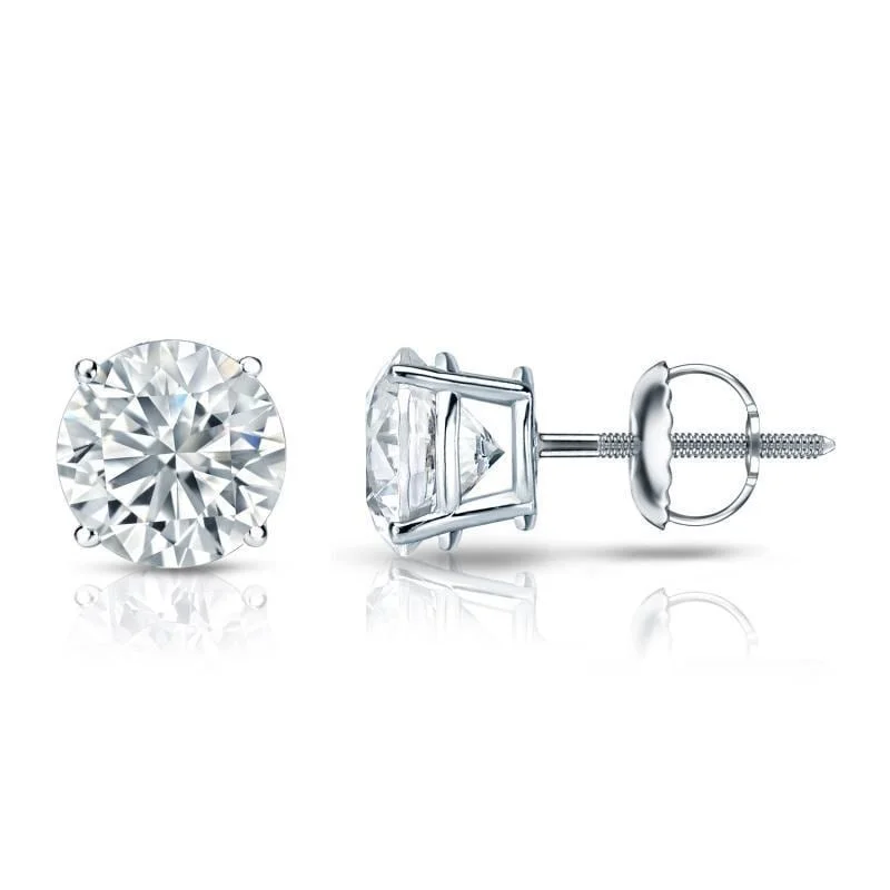 Auriya 18k Gold Certified 4.70 carat TW Round Diamond Stud Earrings