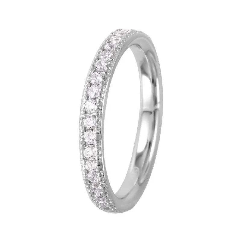 Rhodium Plated 925 Sterling Silver Channel Set CZ Band - GMR00065