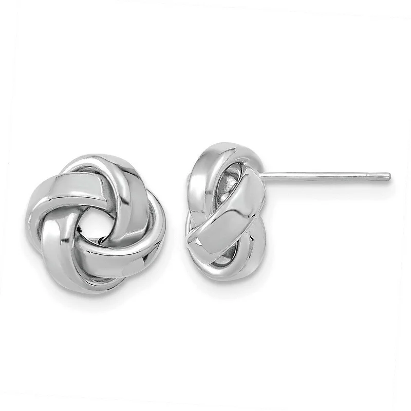 Curata 14k White Gold 10.5mm Polished Squared Tube Love Knot Post Earrings