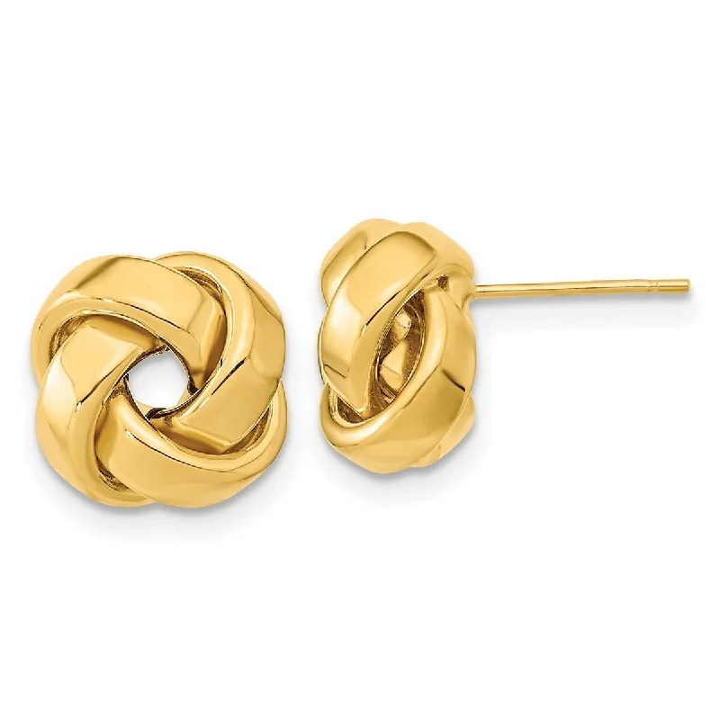 Curata 14k Yellow Gold 12mm Polished Love Knot Post Earrings