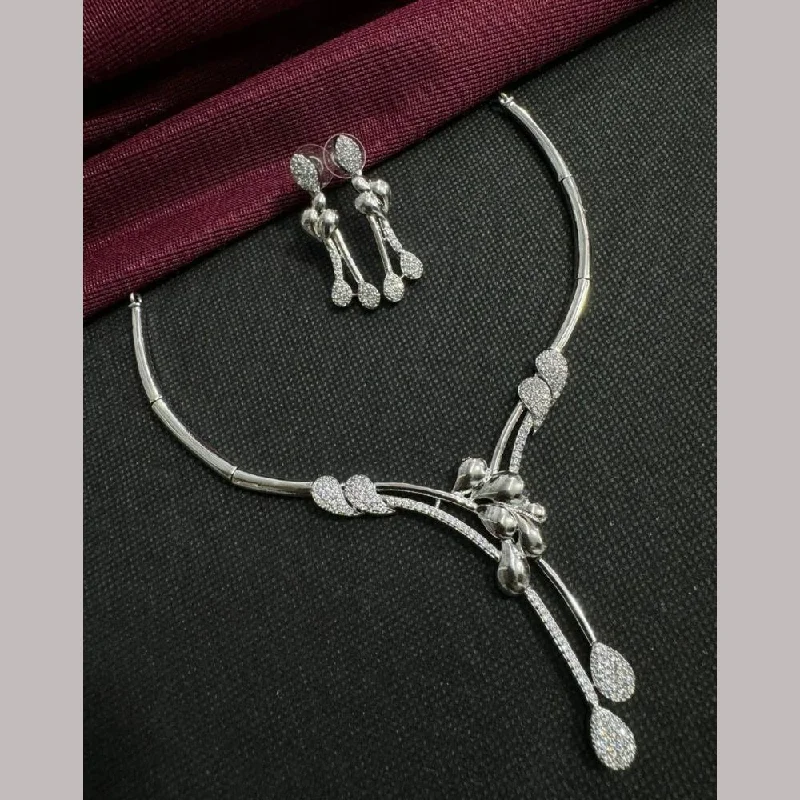 Manisha Jewellery Silver Plated Austrian Stone Necklace Set