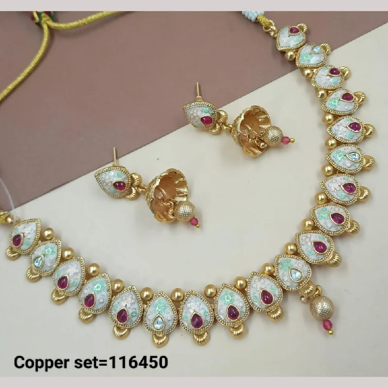 Padmawati Bangles Gold Plated Pota Stone And Pearls Meenakari Necklace Set