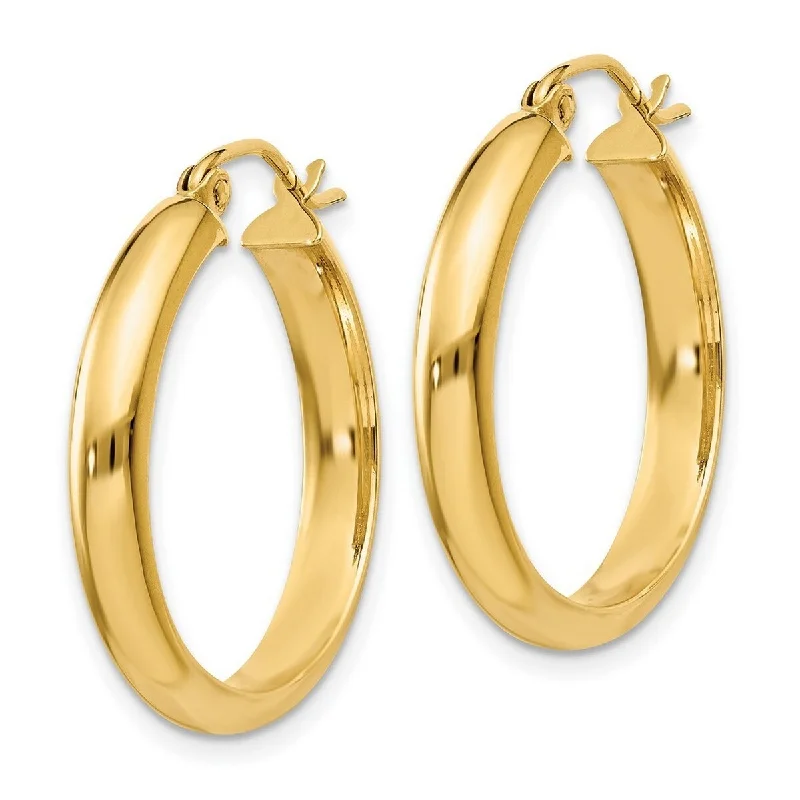 Curata 14k Yellow Gold Polished Round Tube Hoop Earrings - 25x25mm