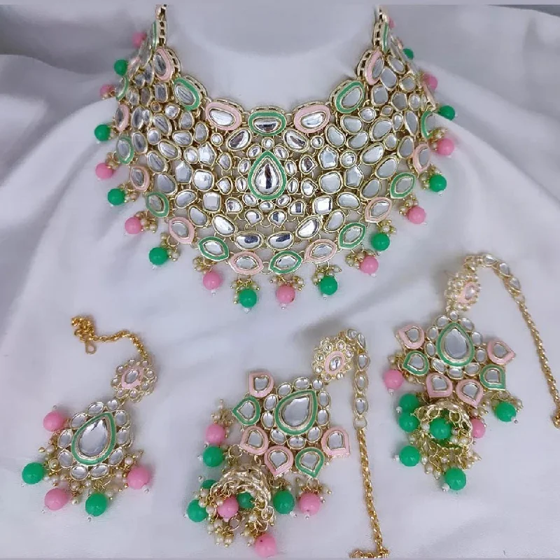 Gehana Mahal Gold Plated Kundan Stone Necklace Set