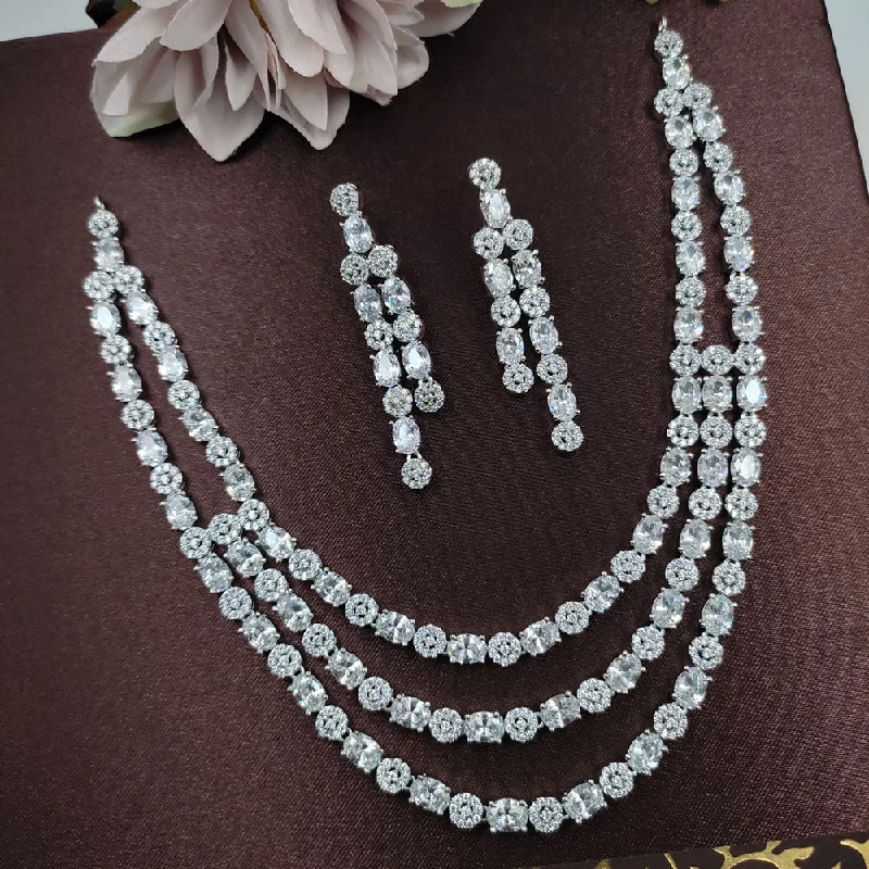 Aamrapali Silver Plated AD Necklace Set