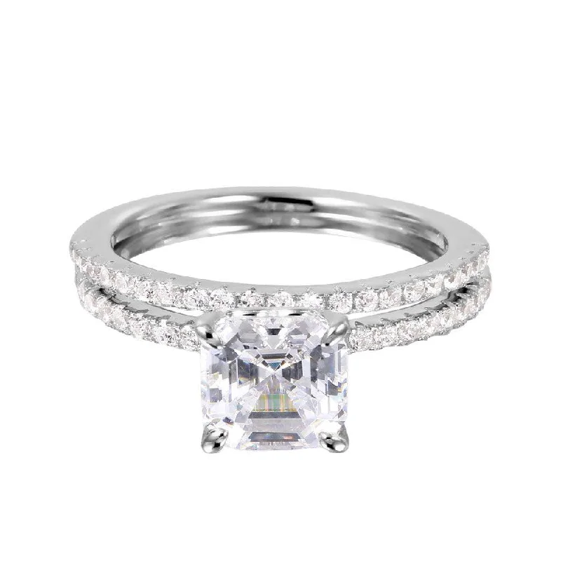 Silver 925 Rhodium Plated Stackable CZ Bridal Ring - GMR00080