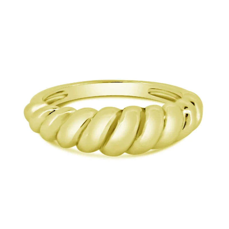 Gold Plated 925 Sterling Silver Croissant Design Ring - STR01166GP