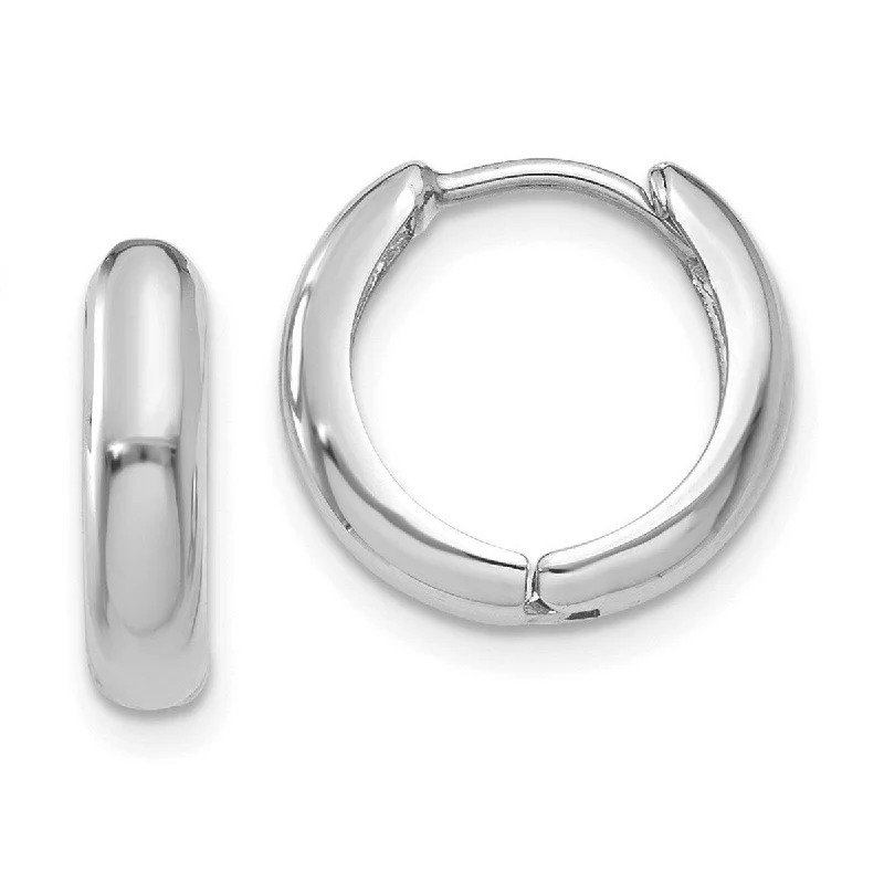 Curata 14k White Gold Polished 5x9mm Hinged Hoop Earrings