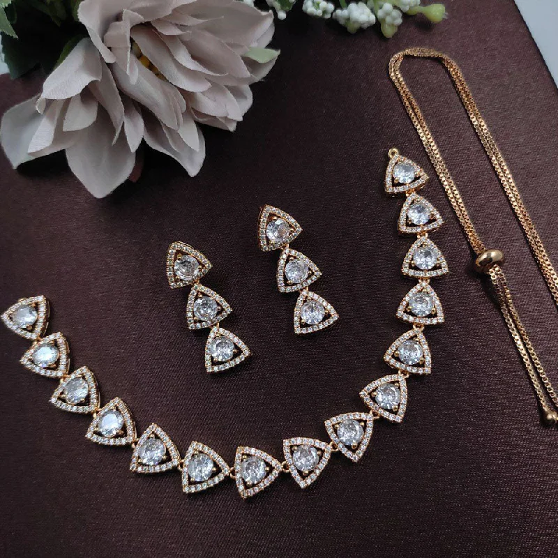 Aamrapali Gold Plated AD Necklace Set