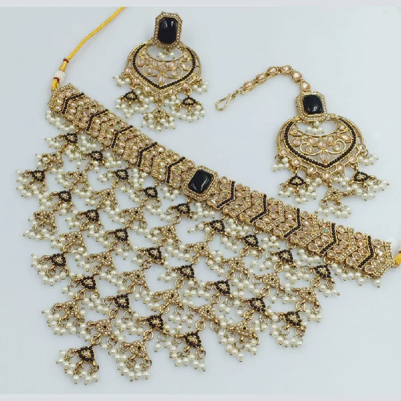 SNERA  Gold Plated Pota Stone And Pearls Necklace Set