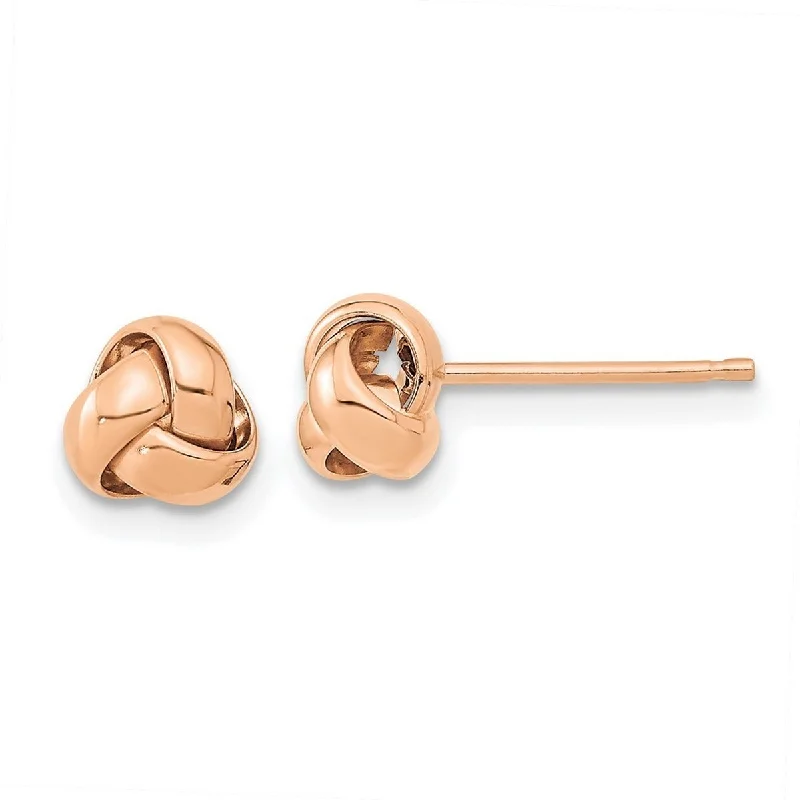 Curata 14k Rose Gold Polished 6.5mm Love Knot Post Earrings