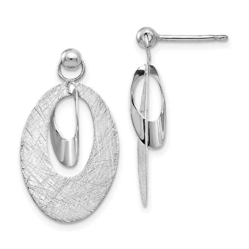 Curata 14k Yellow or White Gold Scratch Finish Fancy Reversible Dangle Post Earrings 24x25mm