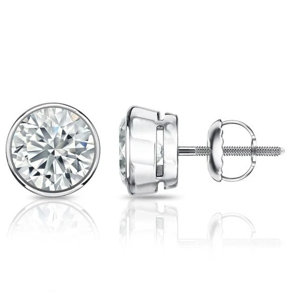 Auriya 4 1/2ctw Round Diamond Stud Earrings Bezel-set 18k Gold - Certified