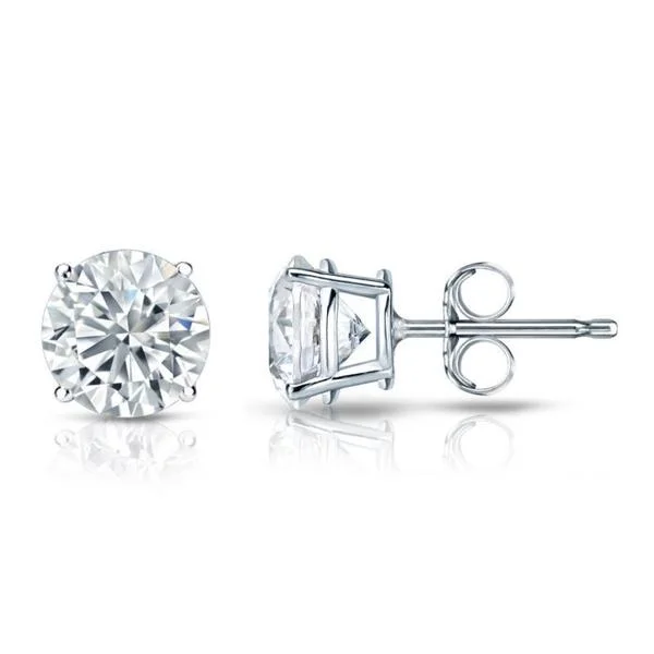 Auriya Platinum GIA Certified 4.20 carat TDW Round Diamond Stud Earrings