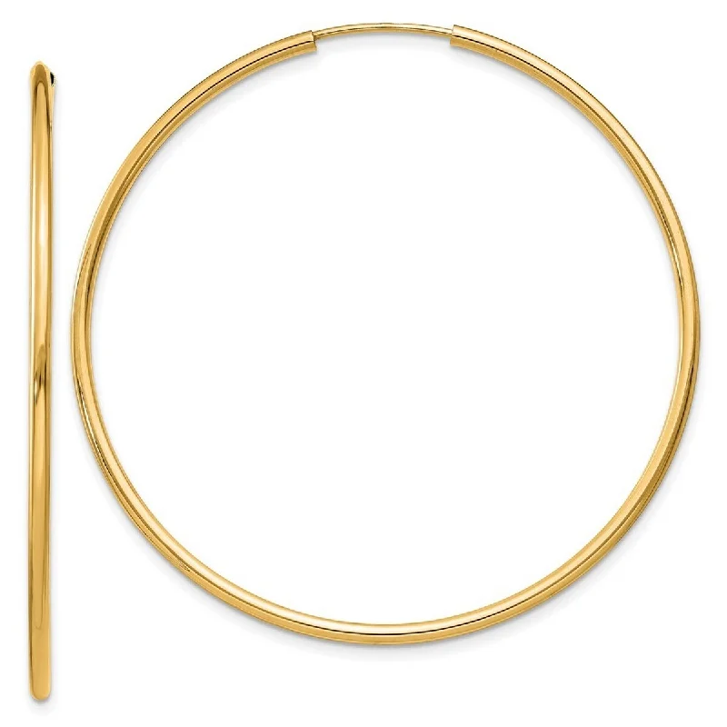 Curata 14k Yellow Gold e 1.5x45mm Polished Round Endless Hoop Earrings