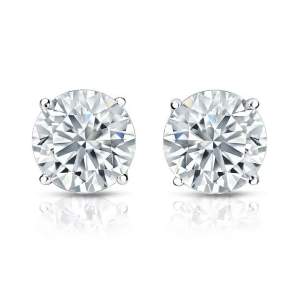 Auriya 14k Gold GIA Certified 4.00 ct. TDW Round Diamond Stud Earrings