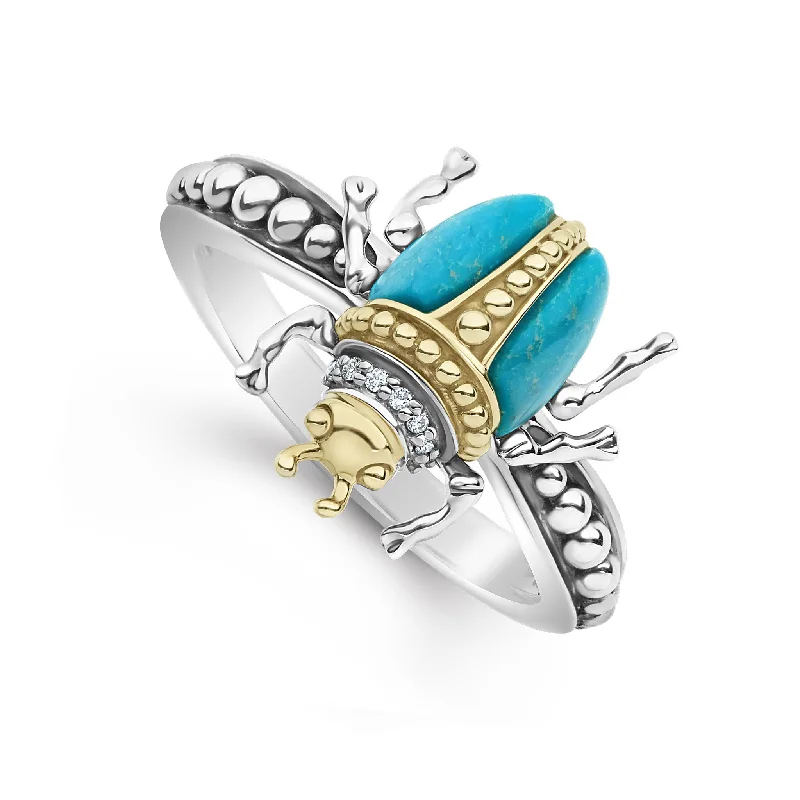 Rare Wonders Turquoise Beetle Diamond Ring