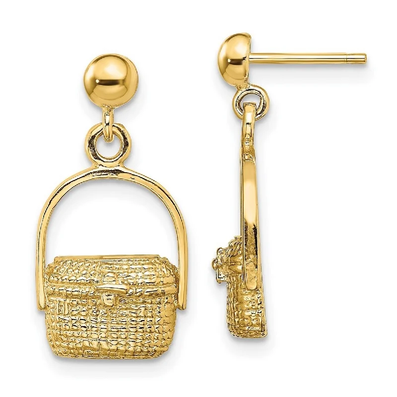 Curata 14k Yellow Gold Nantucket Basket Earrings - 20.8x10.8mm