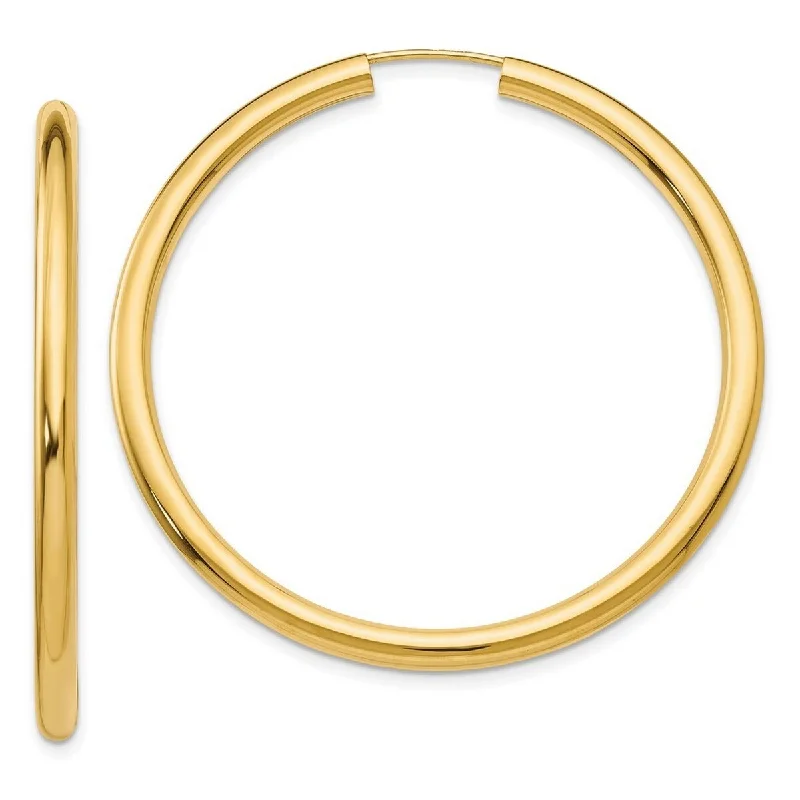 Curata 14k Yellow Gold Polished 2.75x45mm Endless Tube Hoop Earrings