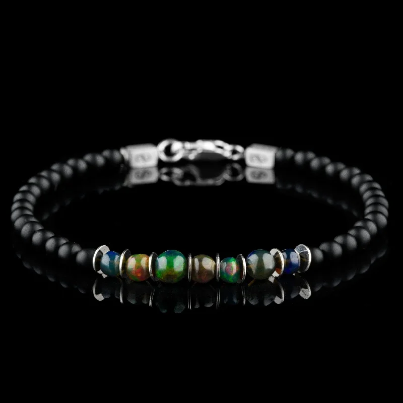 Ethiopian Black Opal - Black Agate Bracelet XII (3-7mm)