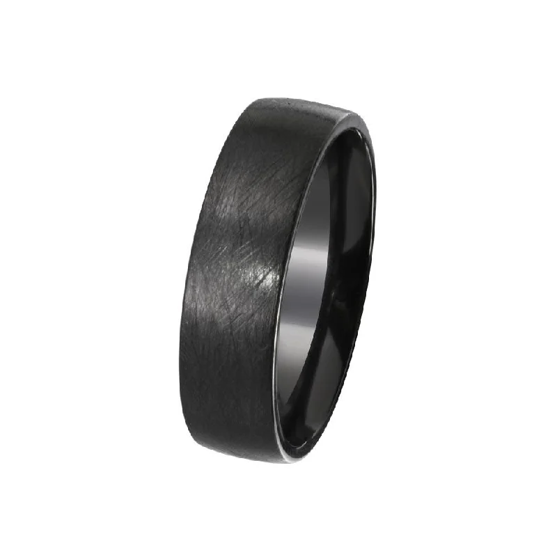 Men's Sterling Black Rhodium Plated 925 Sterling Silver Matte Finish Band 6.5mm - EWR00001