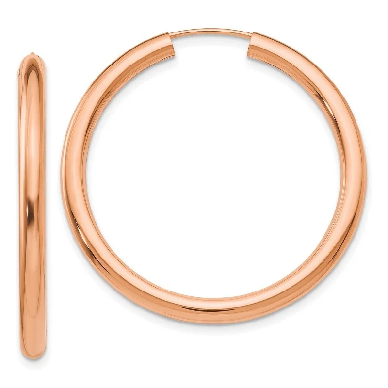 Curata 14k Rose Gold Polished Endless Tube Hoop Earrings - 34.25x34.3mm Wide 2.85mm Thick