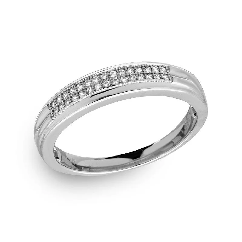 Silver 925 Rhodium 925 Plated Men's CZ Trio Band - GMR00171