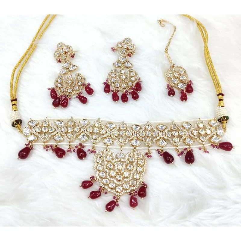 Akruti Collection Gold Plated Polki Kundan Choker Necklace Set