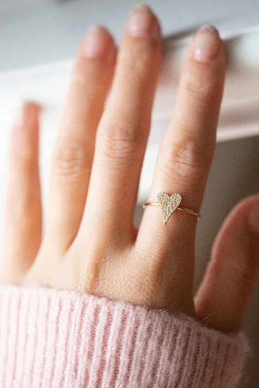 Small Pave Heart Diamond ring