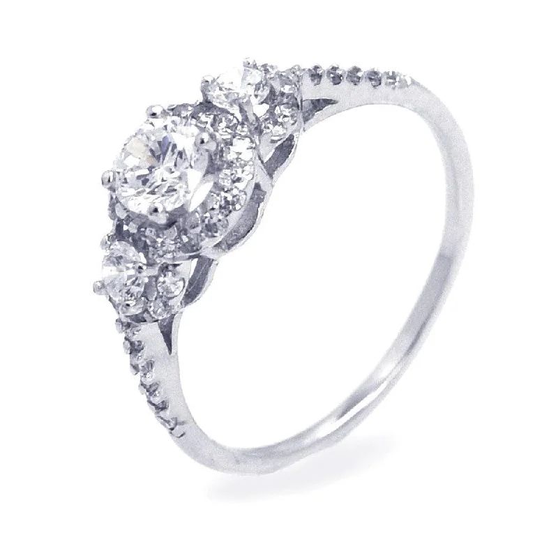 Silver 925 Rhodium Plated CZ Past Present Future Ring - STR00652