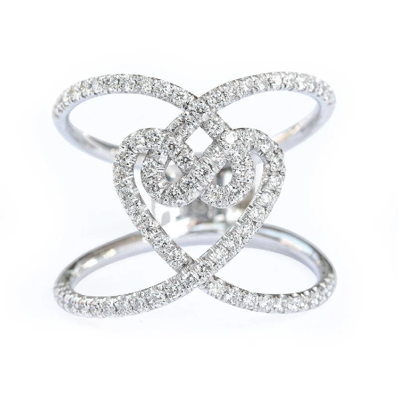 Hearts Lock Knot Diamond Ring ♥