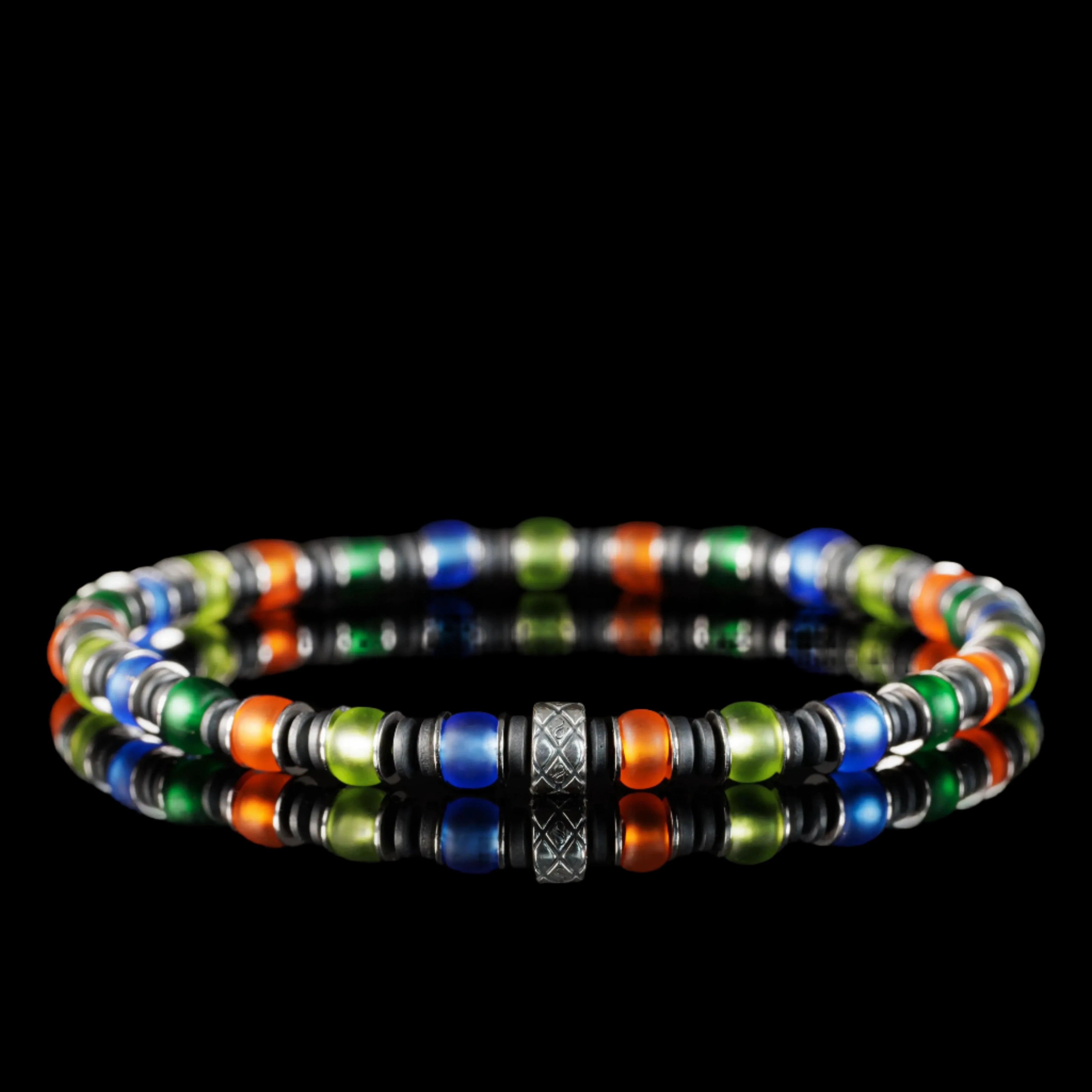 Multicolor Silver & Hematite Bracelet V (6mm)