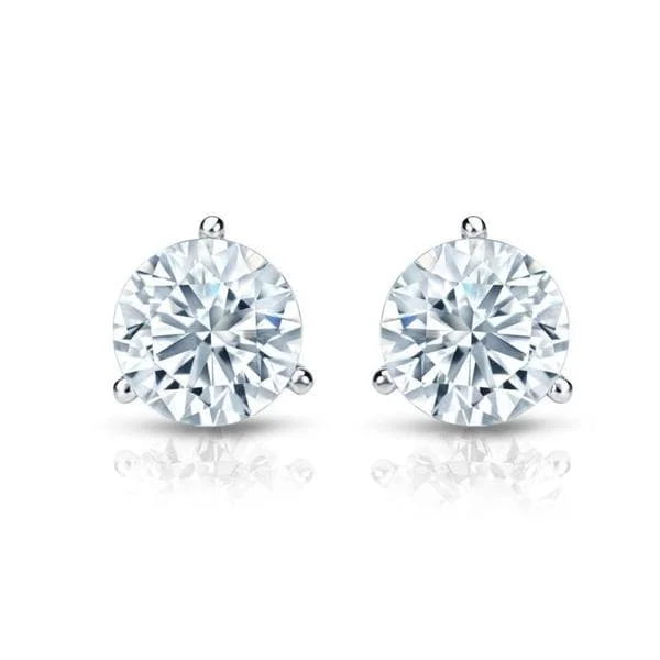 Auriya 18k Gold GIA Certified 3.50 carat TDW 3-Prong Martini Round Diamond Stud Earrings