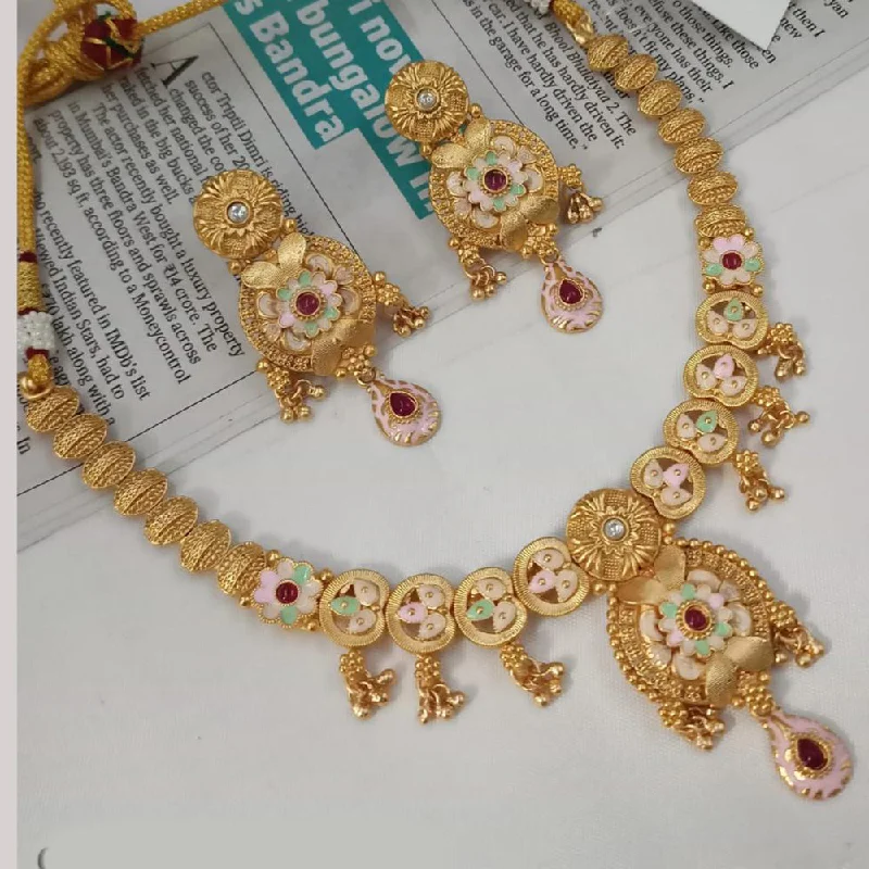 Padmawati Bangles Gold Plated Pota Stone And Pearls Meenakari Necklace Set