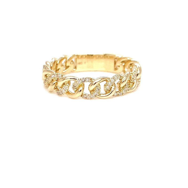 14K Yellow Gold Chain Diamond Ring