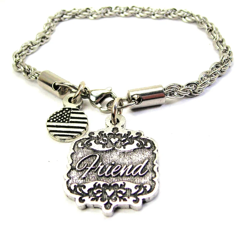 Friend Victorian Scroll Rope Chain Bracelet