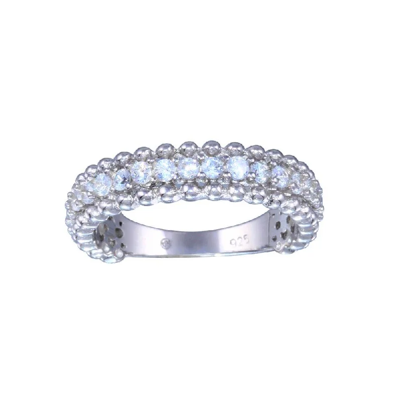 Rhodium Plated 925 Sterling Silver Clear CZ Ring - BGR01318CLR