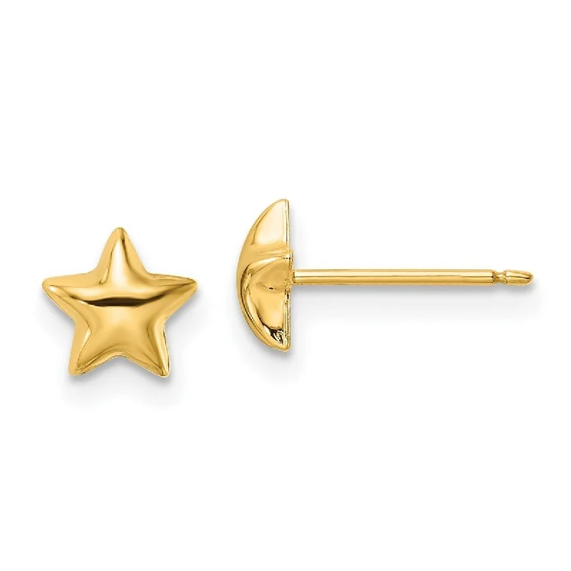 Curata 14k Yellow Gold 6.5mm Polished Star Post Earrings