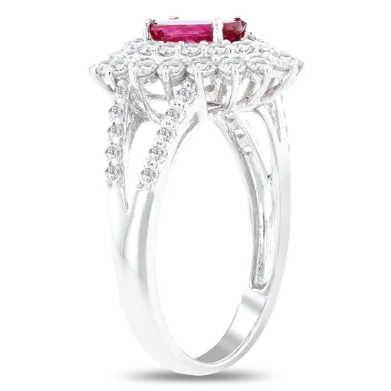 Auriya Platinum 1ct Extremely Rare Ruby and 1ct TDW Diamond Ring