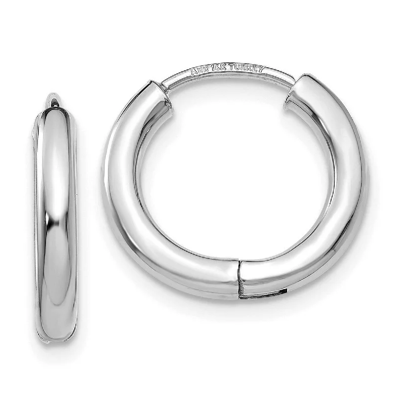 Curata 14k White Gold Hinged Polished 2.5x15mm Hoop Earrings