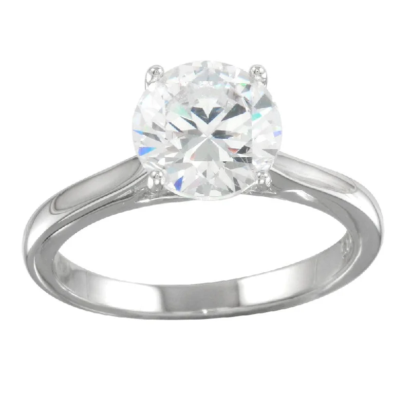 Rhodium Plated 925 Sterling Silver CZ Stone Ring - STR01094