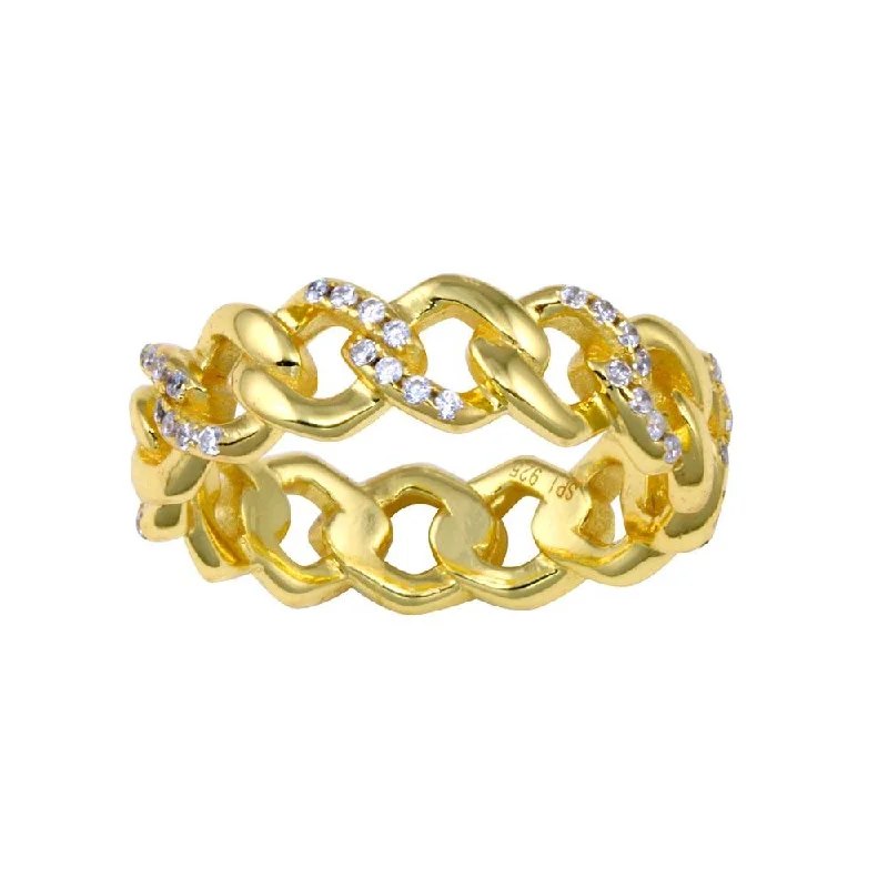 Gold Plated 925 Sterling Silver Curb Design Link Ring 5.8mm - STR01129GP