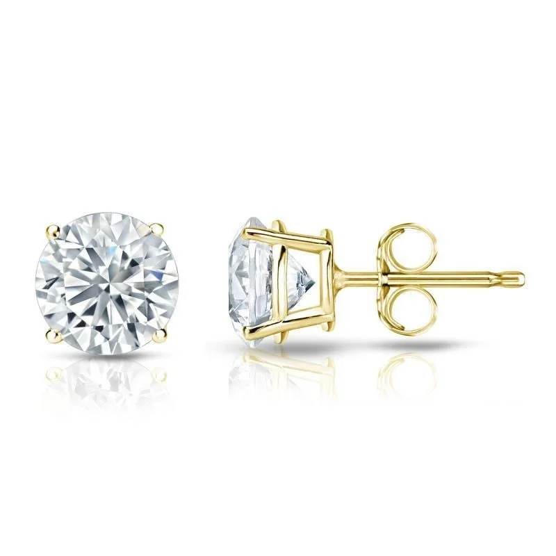 Auriya 18k Gold Certified 4.50 carat TW Round Diamond Stud Earrings