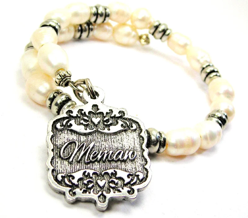 Memaw Victorian Scroll Fresh Water Pearl Wrap Bracelet