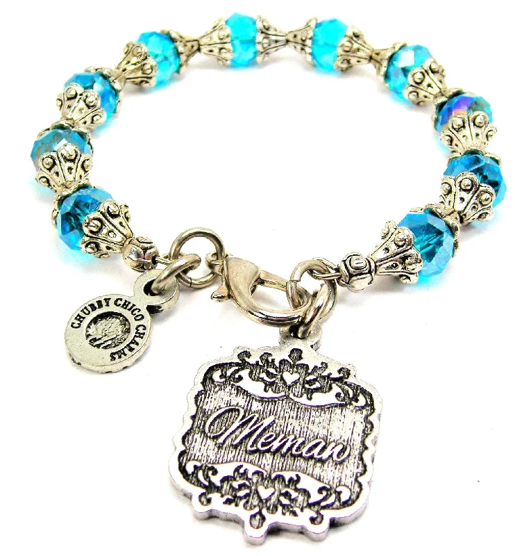 Memaw Victorian Scroll Capped Crystal Bracelet