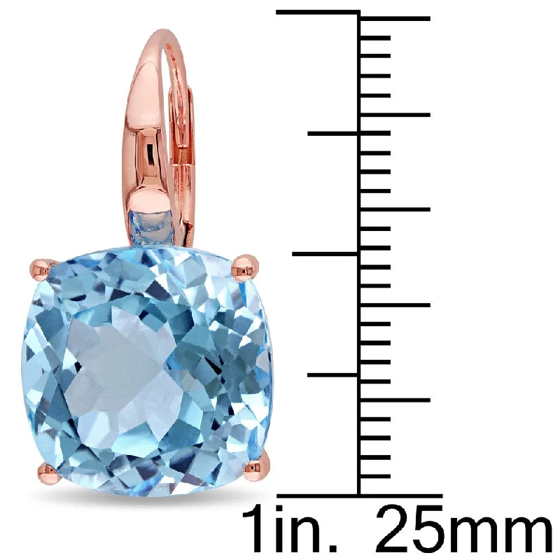 Miadora 14k Rose Gold Blue Topaz Dangle Earrings