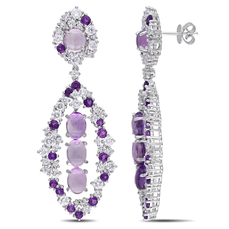 Miadora Signature Collection 14k White Gold 3 1/2ct TDW Diamond and Amethyst Earrings (G-H, SI1-SI2)