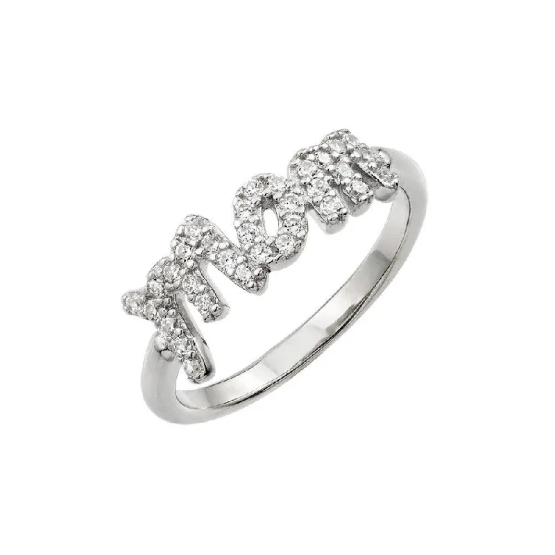 Silver 925 Rhodium Plated Mom Ring - BGR00931