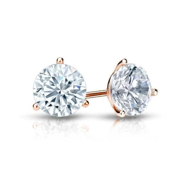 Auriya 14k Gold GIA Certified 6.00 carat TDW 3-Prong Martini Round Diamond Stud Earrings